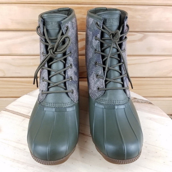 Sperry Top-Sider Men\'s 10.5 Saltwater Camo Duck Boots Lace-up Green STS23702 NEW main image 7